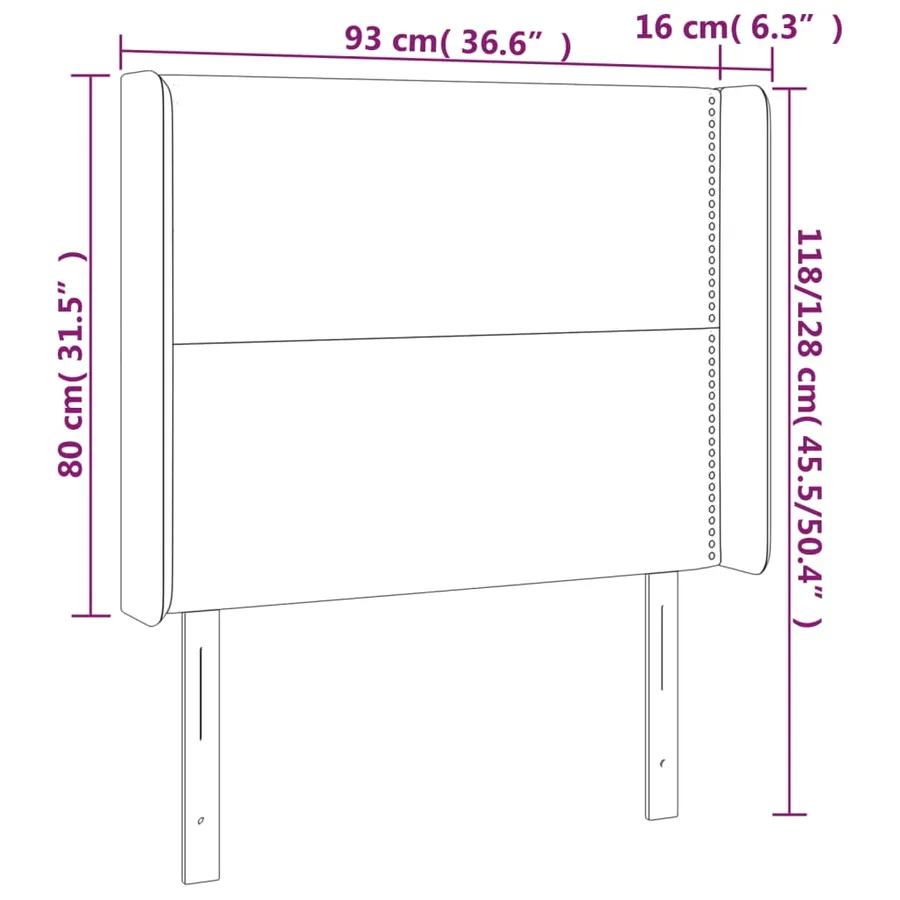 Tête de lit avec oreilles Marron foncé 93x16x118/128 cm Tissu - 9