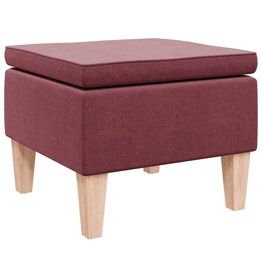 Tabouret avec pieds en bois Rouge bordeaux Tissu - 2