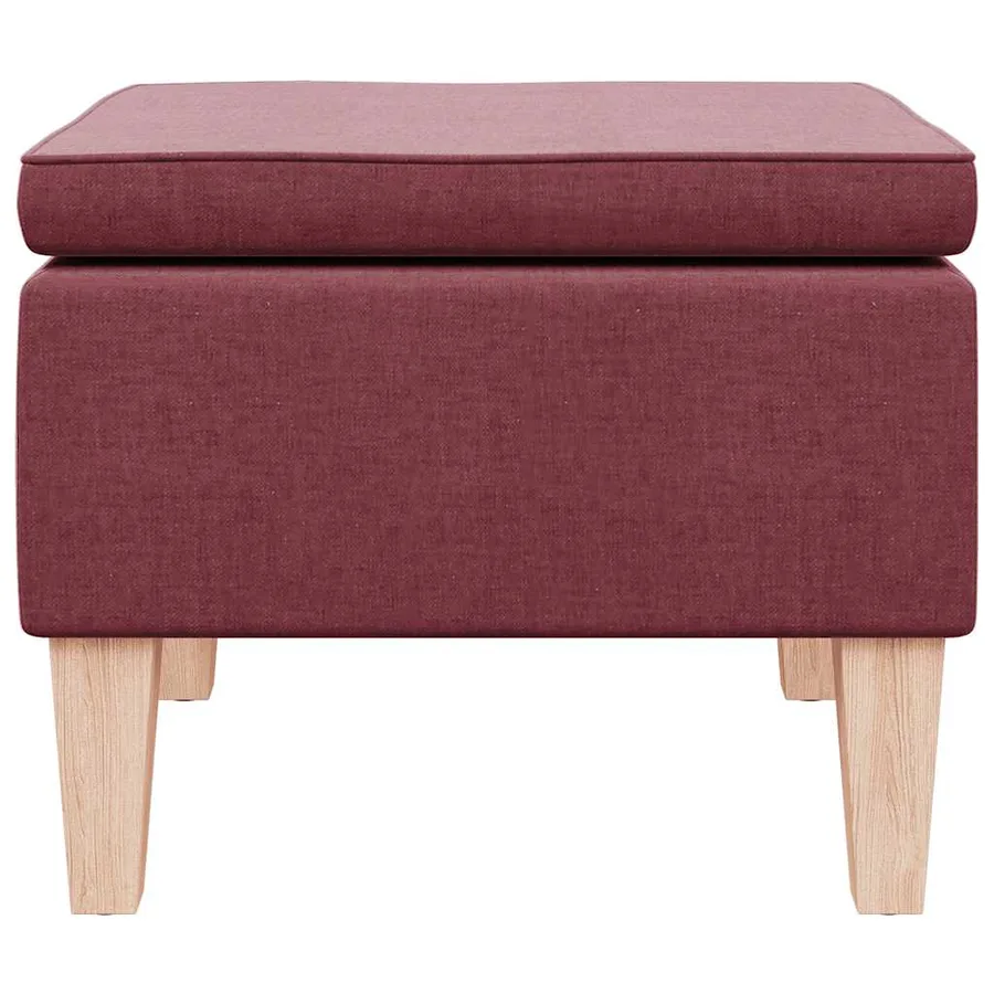 Tabouret avec pieds en bois Rouge bordeaux Tissu - 4