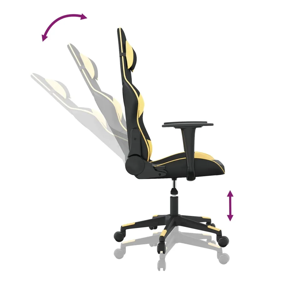 Chaise de jeu de massage Noir et doré Similicuir - 6