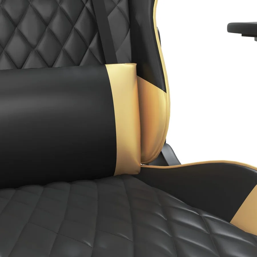 Chaise de jeu de massage Noir et doré Similicuir - 8