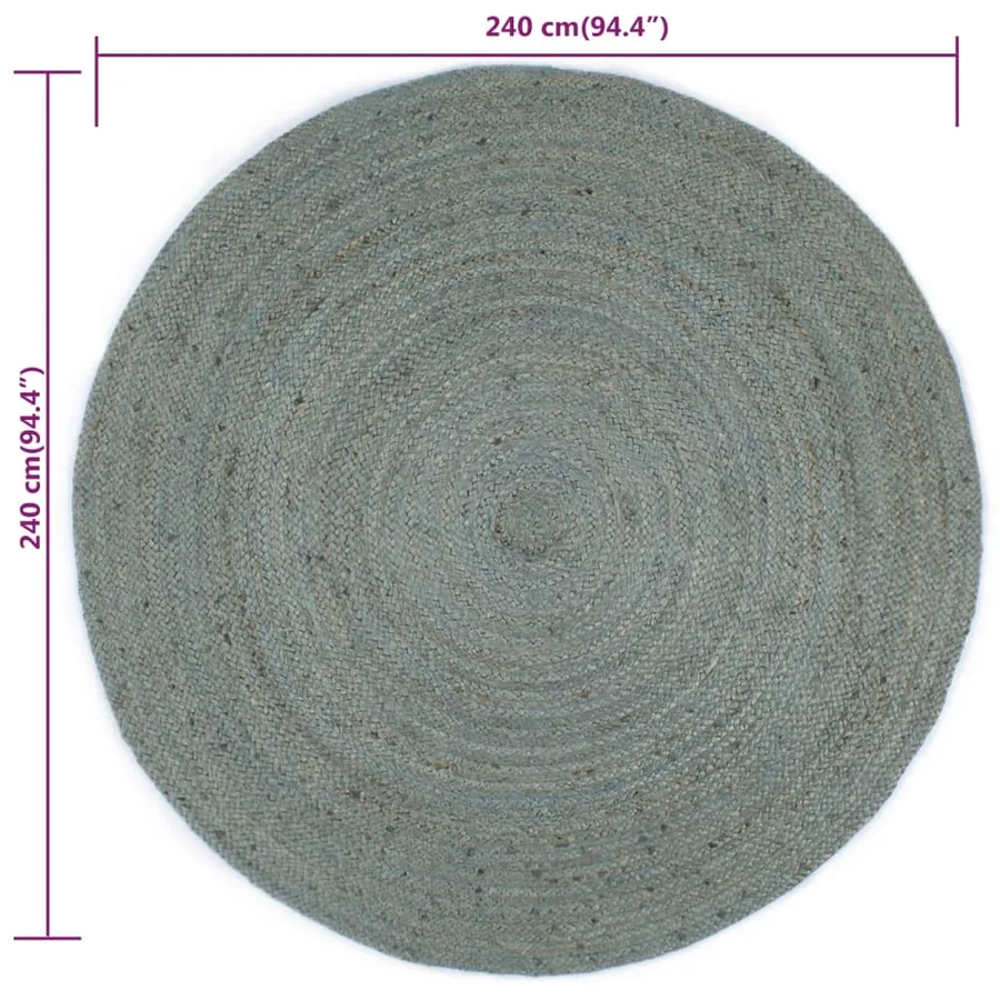 Tapis fait à la main Jute Rond 240 cm Vert olive - 6