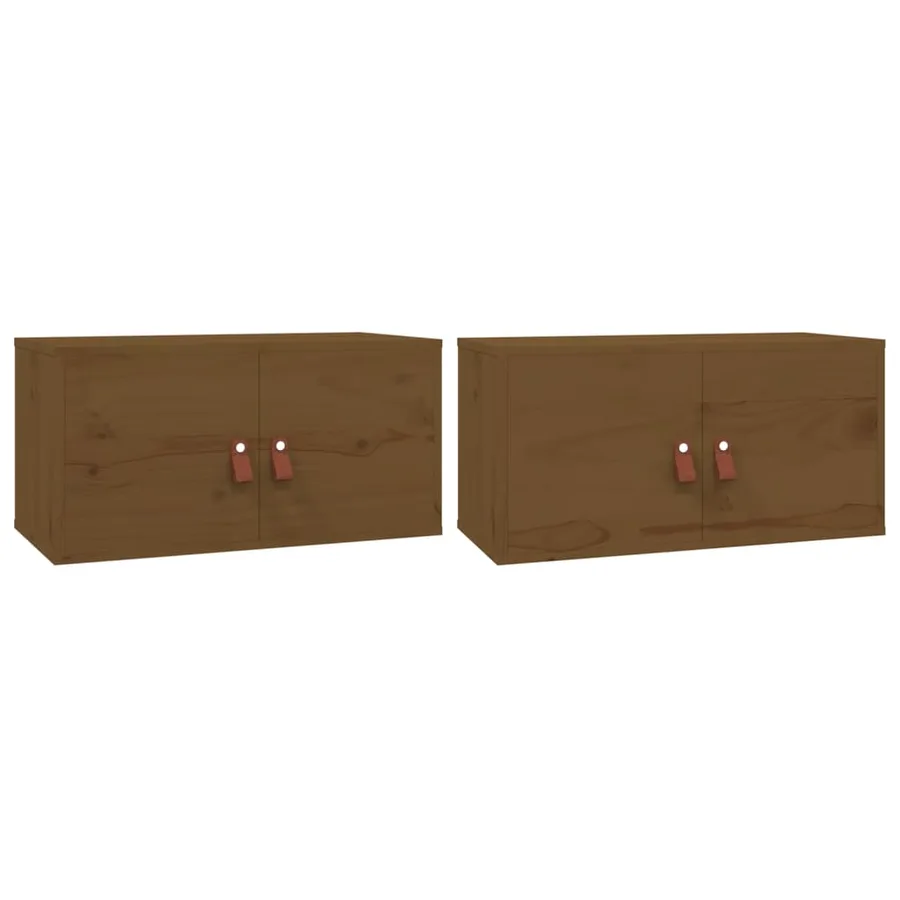 Armoires murales 2pcs Marron miel 60x30x30cm Bois de pin massif - 2