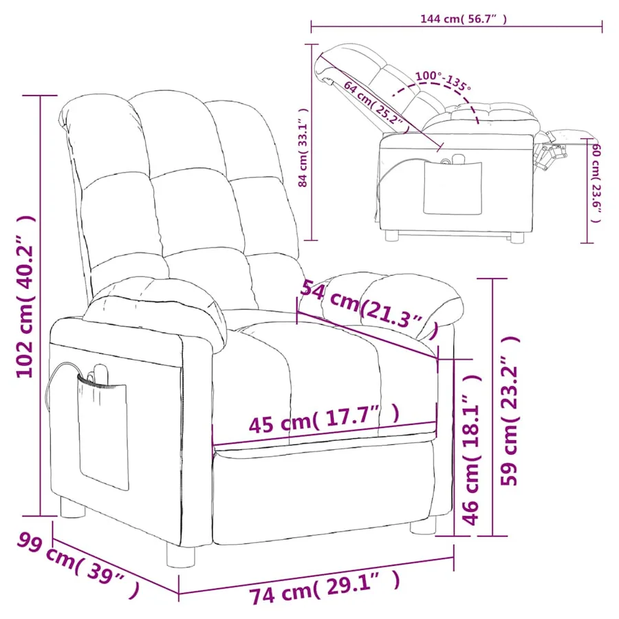 Fauteuil électrique de massage Crème Tissu - 14