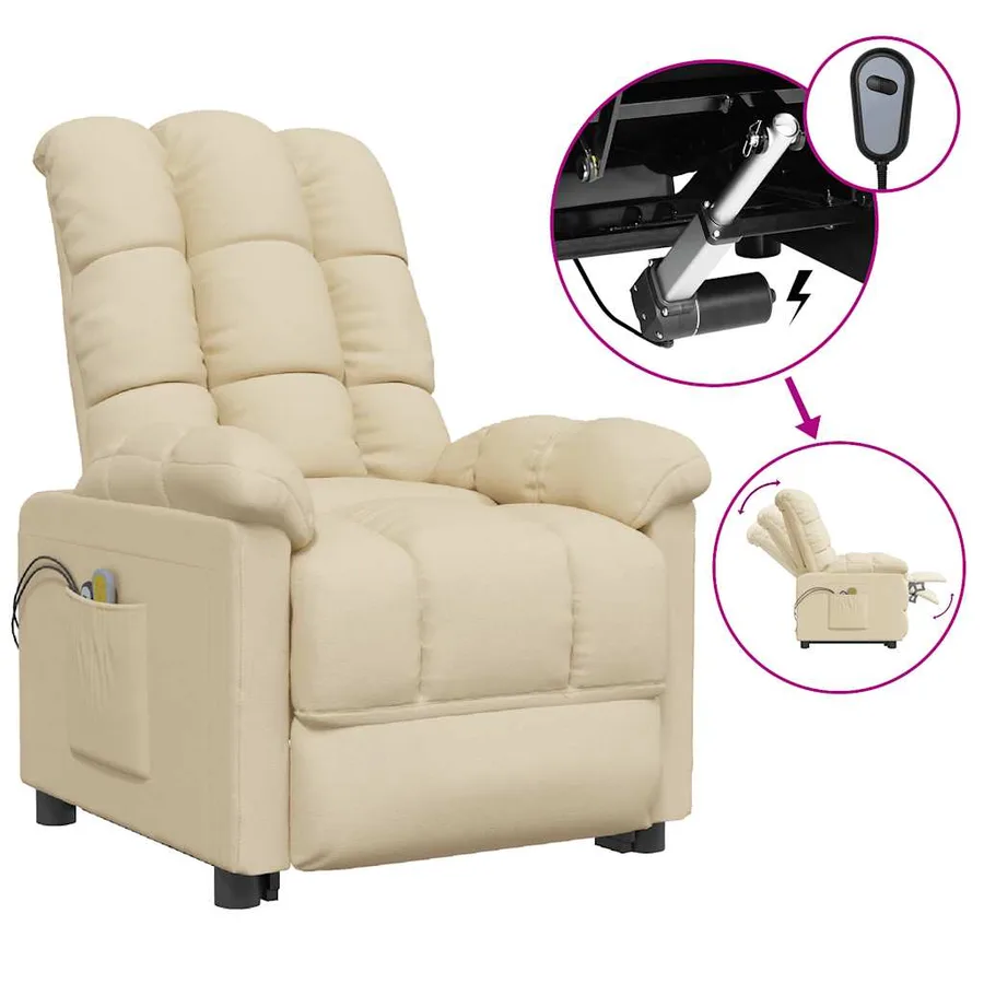 Fauteuil électrique de massage Crème Tissu - 2