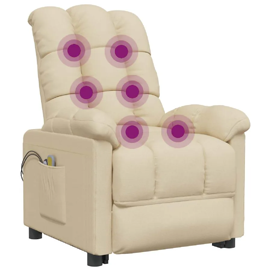 Fauteuil électrique de massage Crème Tissu - 7