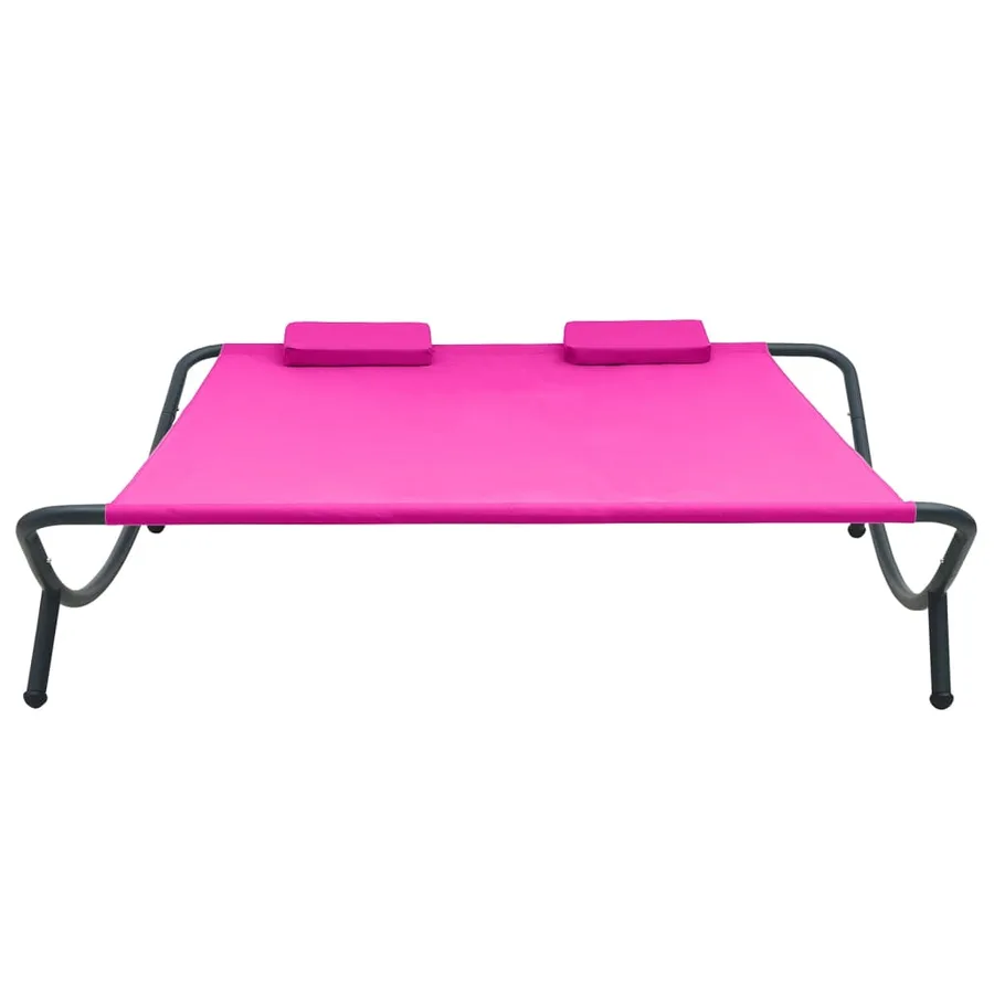 Lit de repos d'extérieur tissu rose - 2