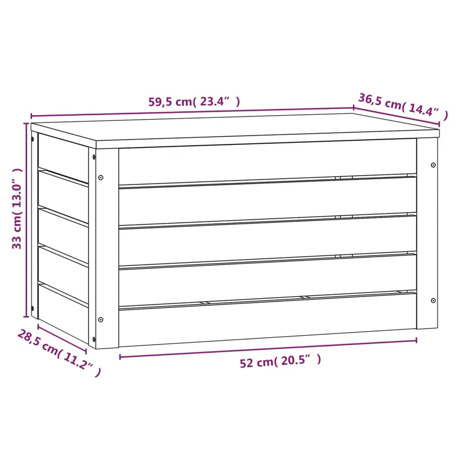 Boîte de rangement Blanc 59,5x36,5x33 cm Bois massif de pin - 10