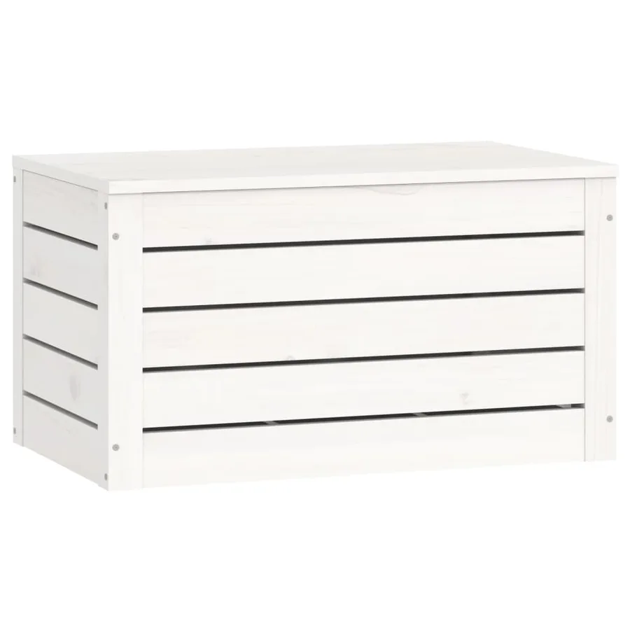 Boîte de rangement Blanc 59,5x36,5x33 cm Bois massif de pin - 4