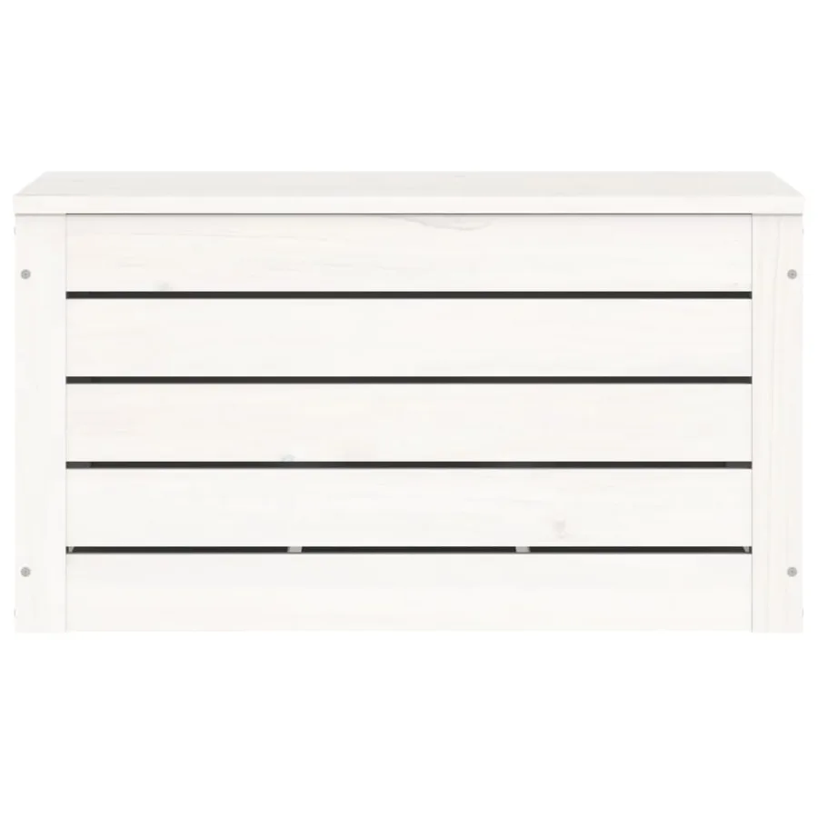 Boîte de rangement Blanc 59,5x36,5x33 cm Bois massif de pin - 5