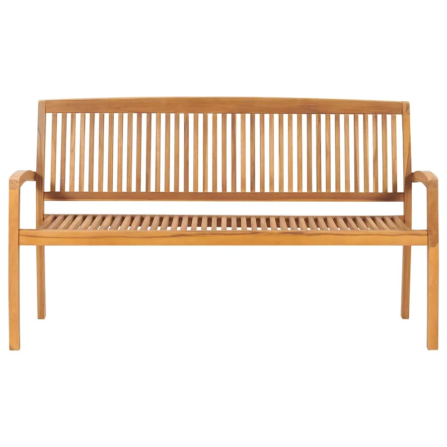 Banc de jardin empilable et coussin 159 cm Bois de teck massif - 3