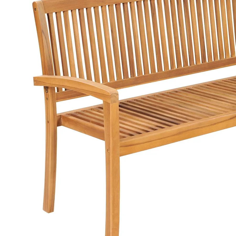 Banc de jardin empilable et coussin 159 cm Bois de teck massif - 4