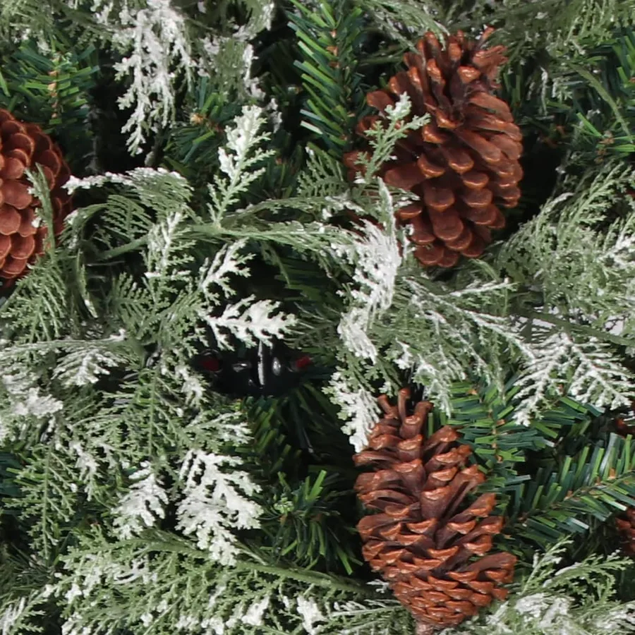 Sapin de Noël pré-éclairé pommes de pin vert blanc 225cm PVC PE - 5