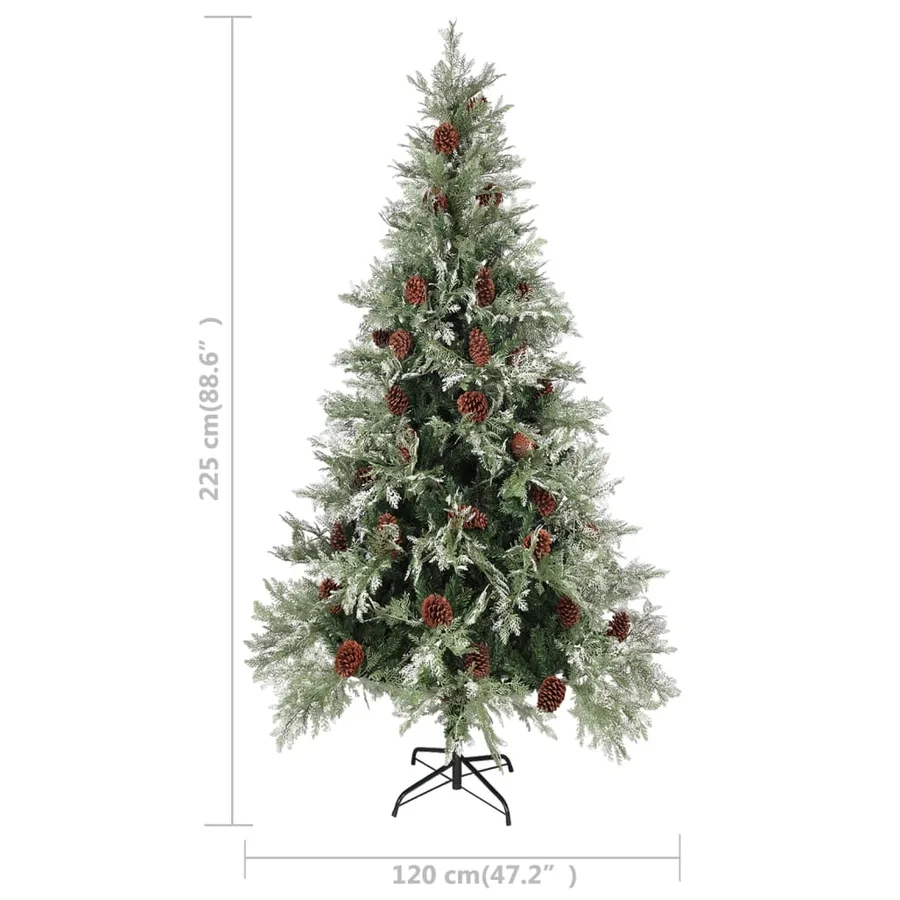 Sapin de Noël pré-éclairé pommes de pin vert blanc 225cm PVC PE - 8