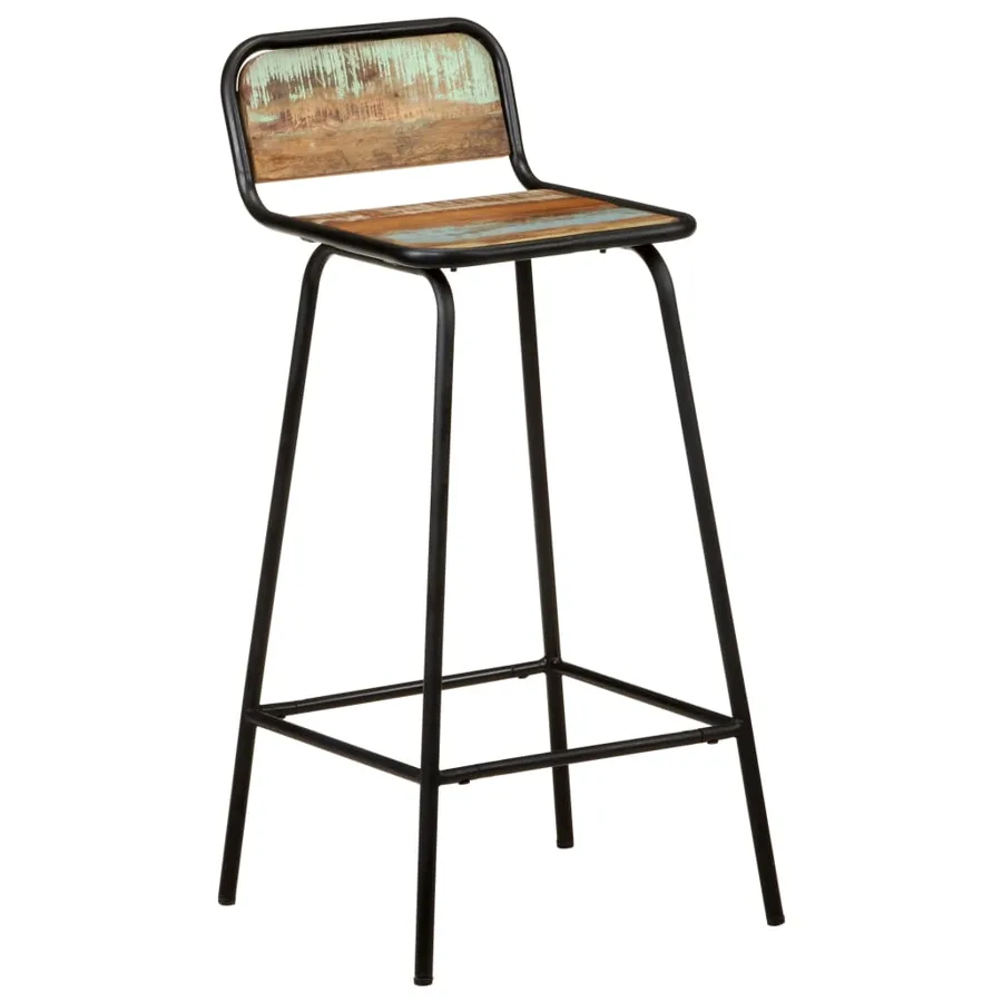 Chaises de bar lot de 2 bois de récupération solide - 10