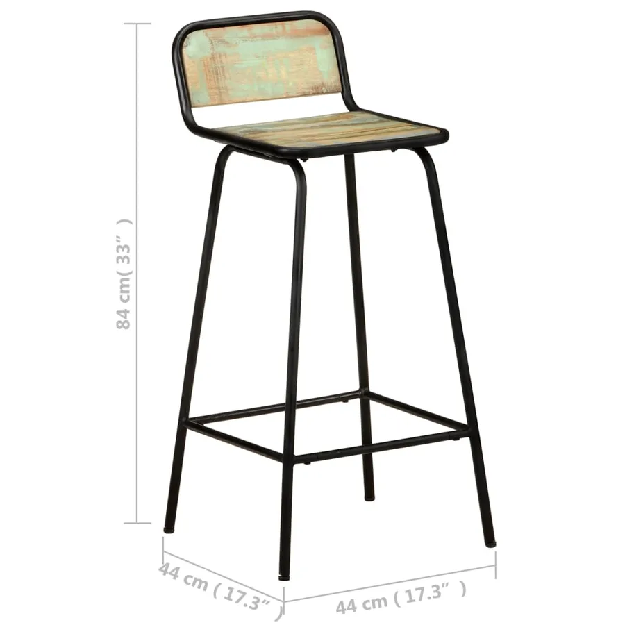 Chaises de bar lot de 2 bois de récupération solide - 7