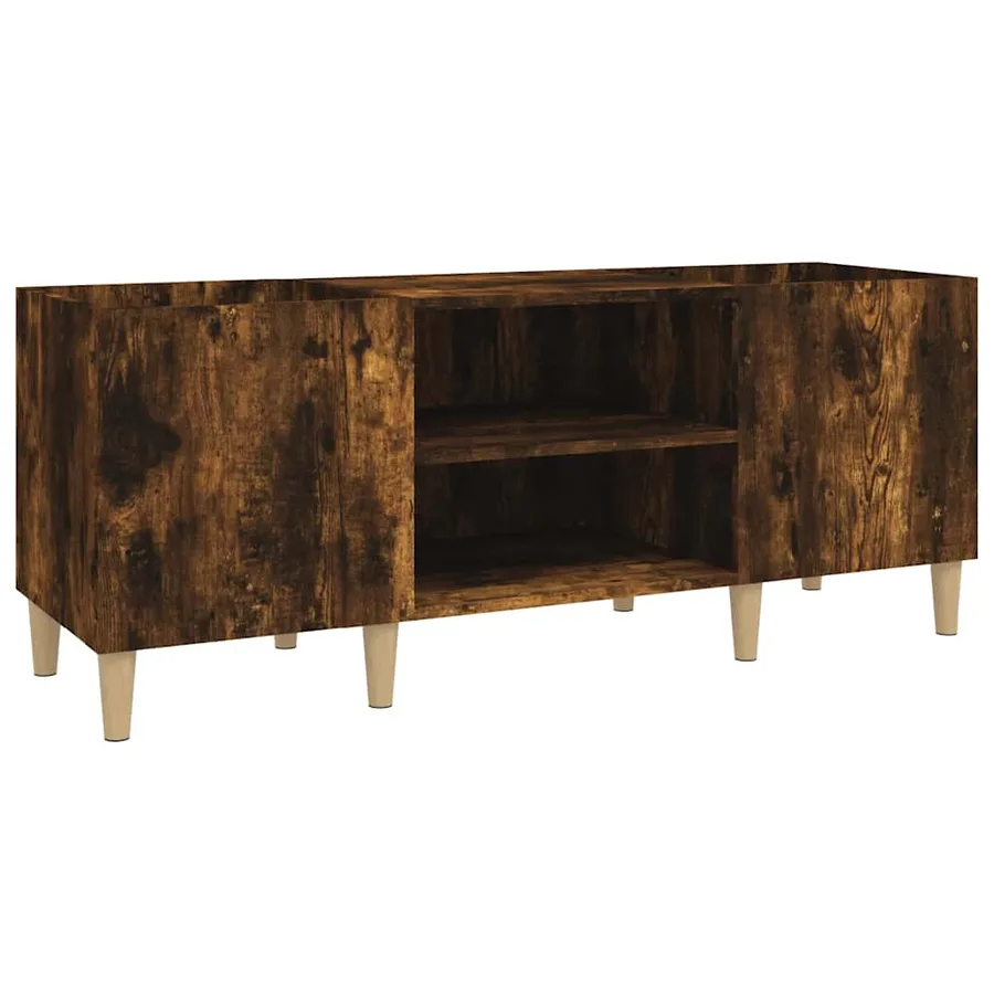 Armoire à disques chêne fumé 121x38x48 cm bois d'ingénierie - 2