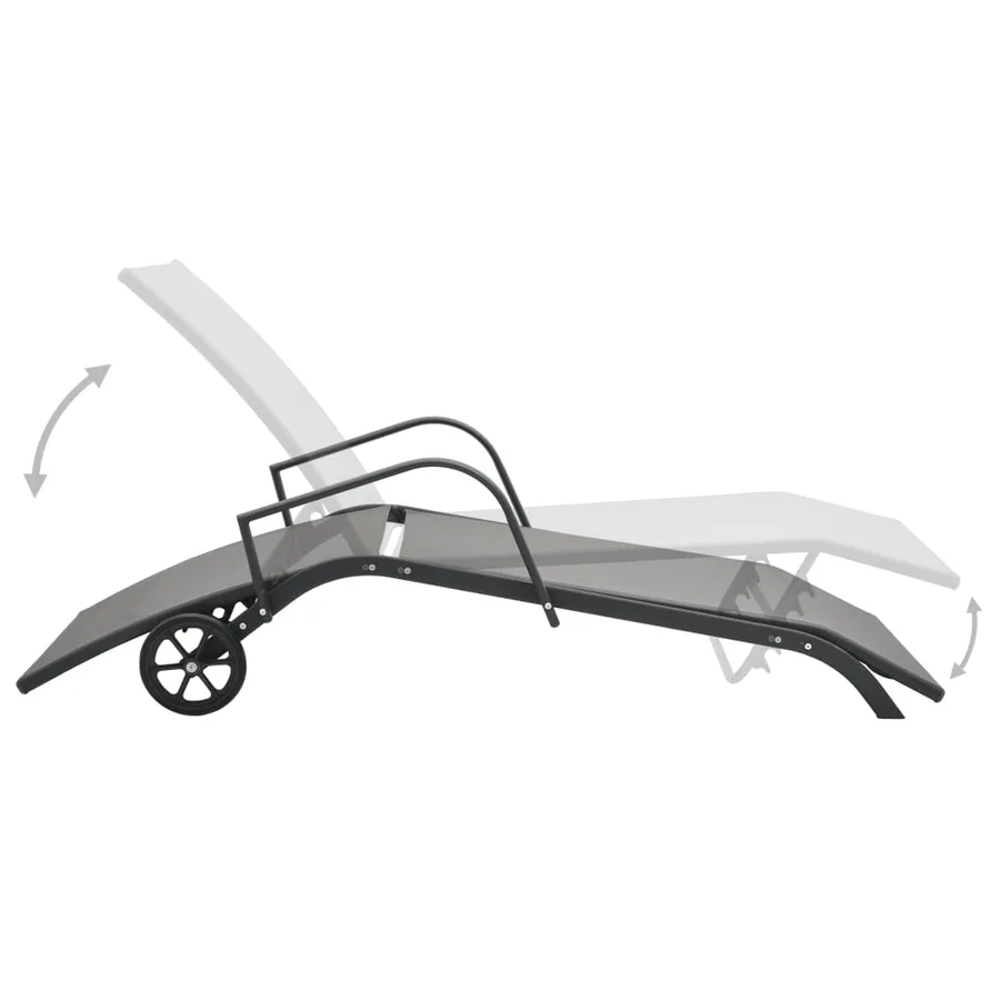 Chaises longues lot de 2 avec table Textilène et acier - 5