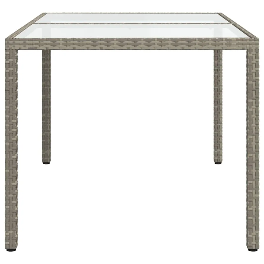 Table de jardin 150x90x75 cm Verre trempé et poly rotin Gris - 4