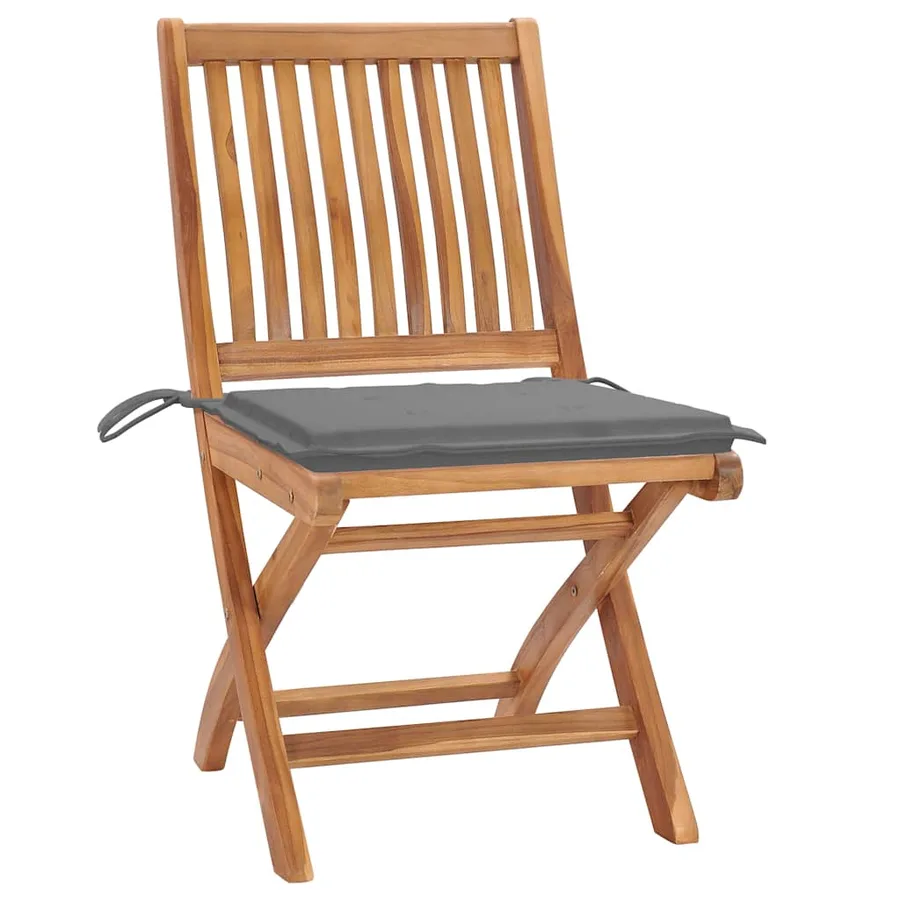Chaises pliables de jardin avec coussins lot de 8 Teck solide - 3