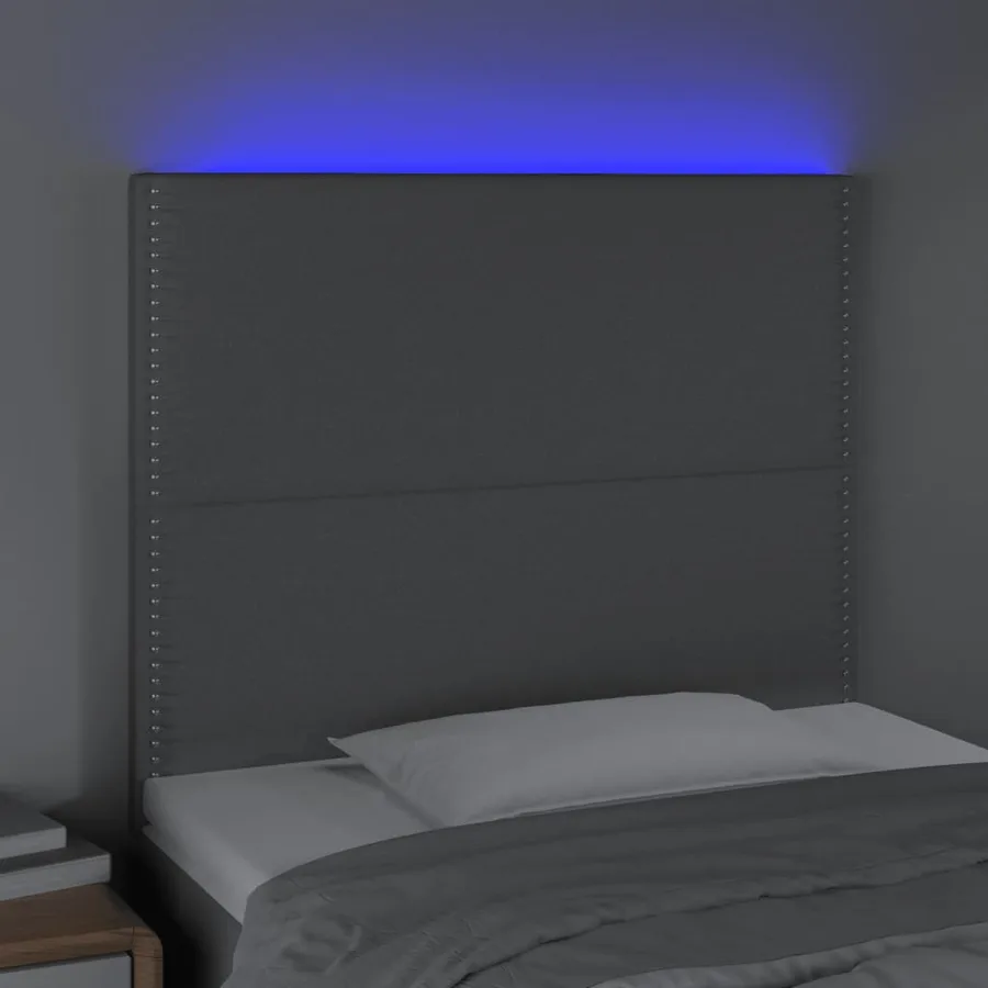 Tête de lit à LED Gris clair 100x5x118/128 cm Tissu - 3