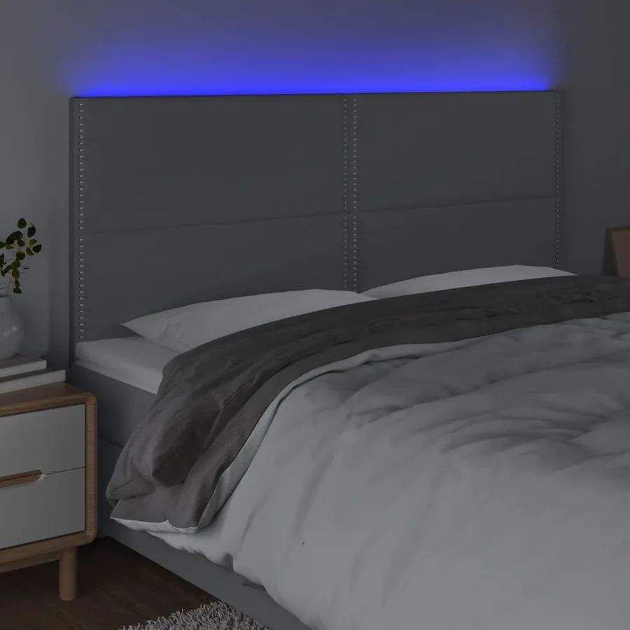 Tête de lit à LED Gris clair 200x5x118/128 cm Tissu - 3