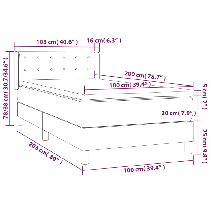 Sommier à lattes de lit avec matelas Gris clair 100x200cm Tissu - 7