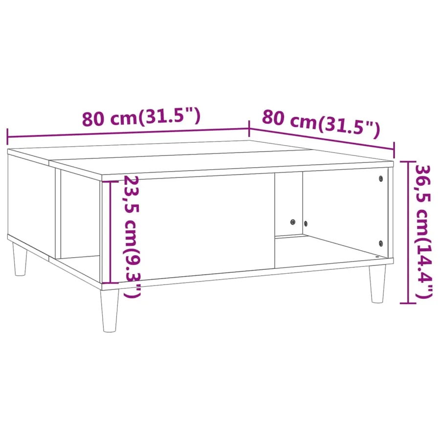 Table basse gris béton 80x80x36,5 cm bois d'ingénierie - 8
