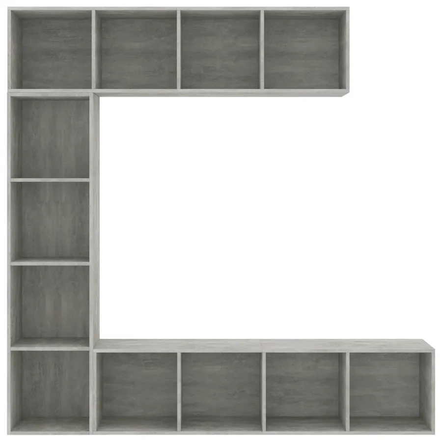 Jeu de bibliothèque/meuble TV 3 pcs Gris béton 180x30x180 cm - 4