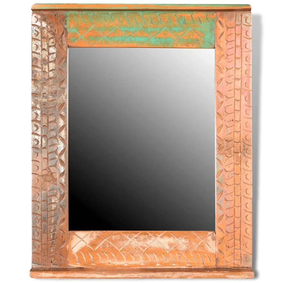 Ensemble meuble sous vasque et miroir en bois massif recyclé - 10