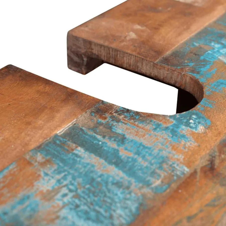 Ensemble meuble sous vasque et miroir en bois massif recyclé - 14