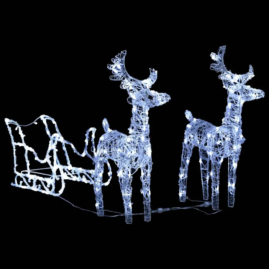 Décoration de Noël Rennes et traîneau 160 LED 130 cm Acrylique - 3