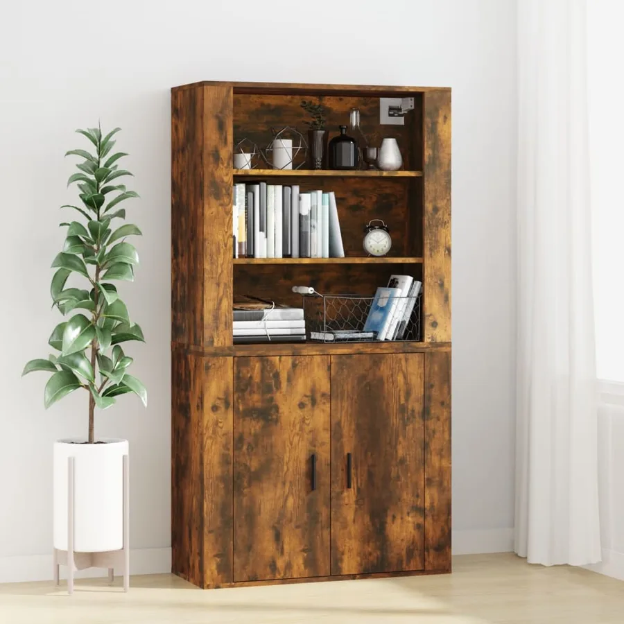 Armoire murale Chêne fumé 80x33x80 cm Bois d'ingénierie - 6