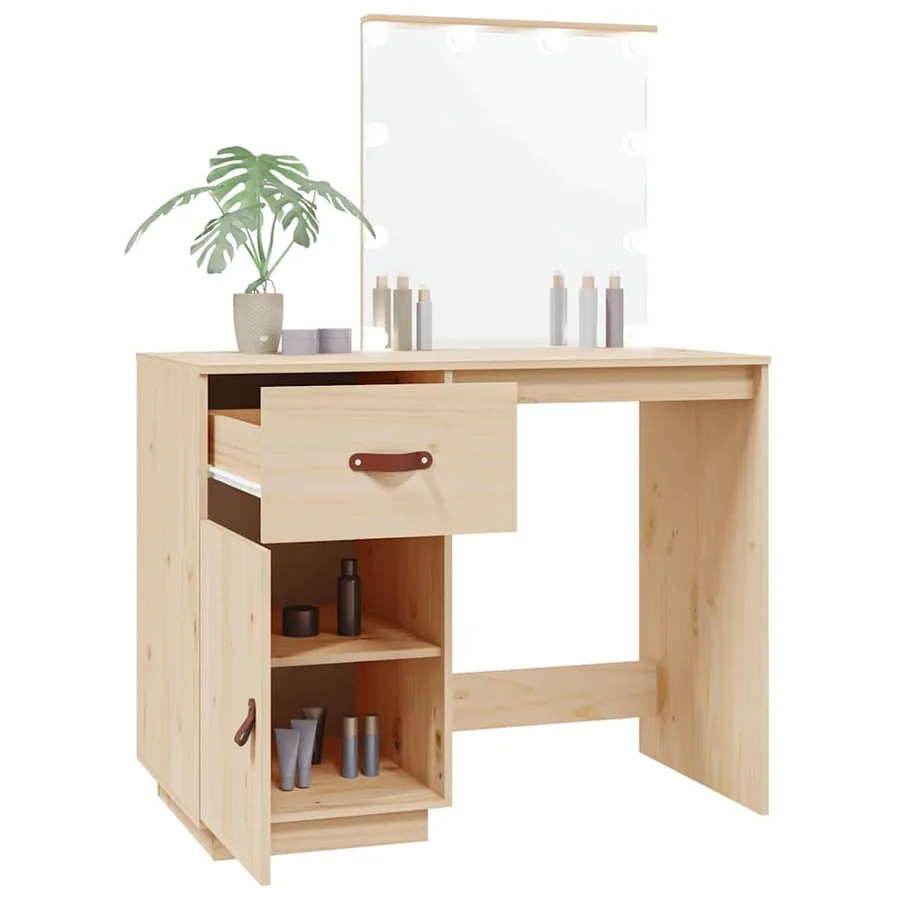 Coiffeuse avec LED 95x50x133,5 cm Bois de pin massif - 5