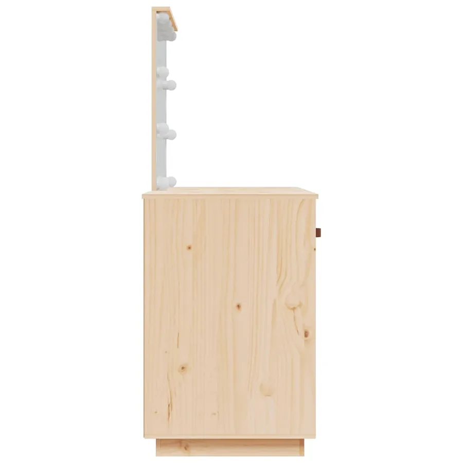 Coiffeuse avec LED 95x50x133,5 cm Bois de pin massif - 7