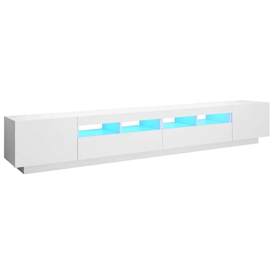 Meuble TV avec lumières LED Blanc 260x35x40 cm - 2