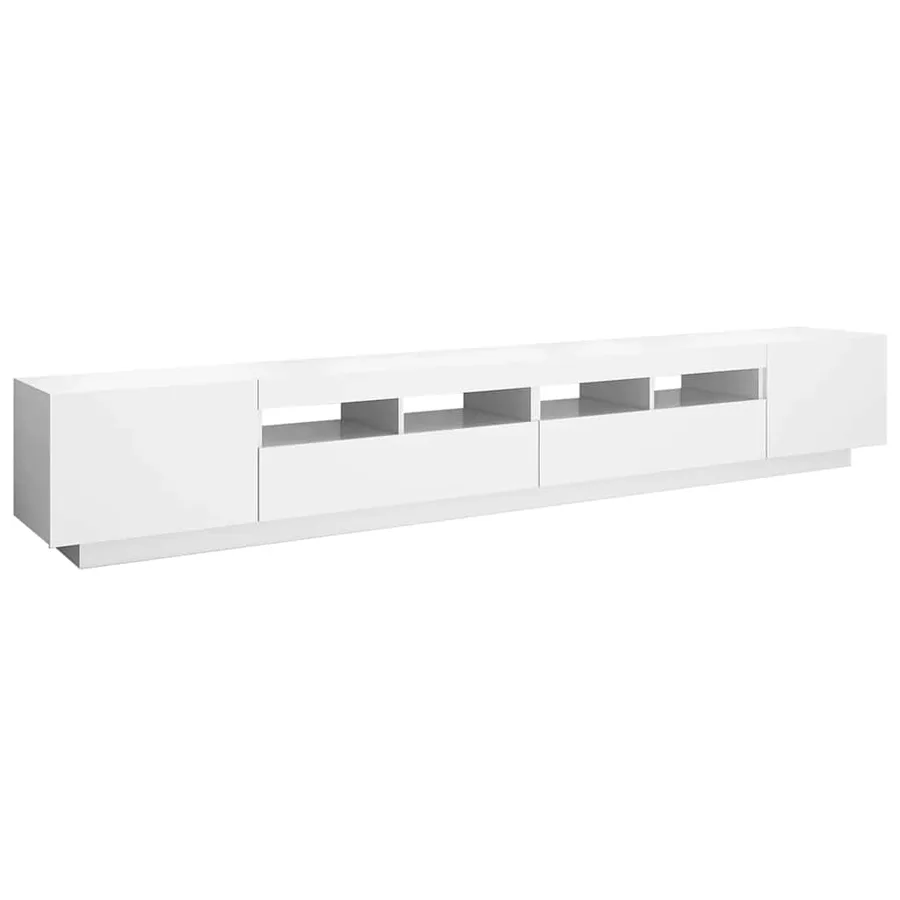 Meuble TV avec lumières LED Blanc 260x35x40 cm - 7