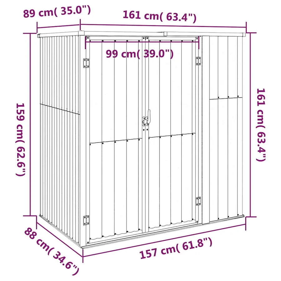 Abri à outils de jardin vert 161x89x161 cm acier galvanisé - 7