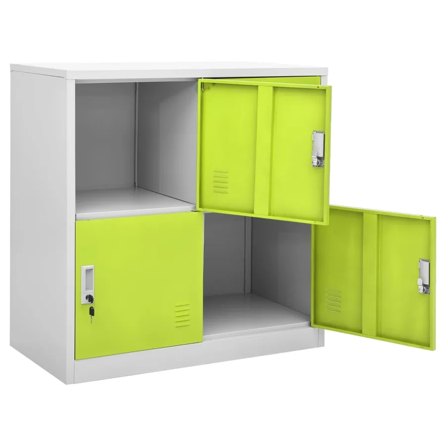 Armoires à casiers 2 pcs Gris clair et vert 90x45x92,5 cm Acier - 6