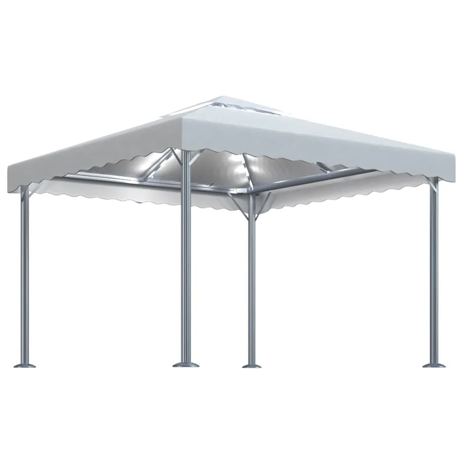 Tonnelle avec guirlande lumineuse LED 300x300cm Crème Aluminium - 2