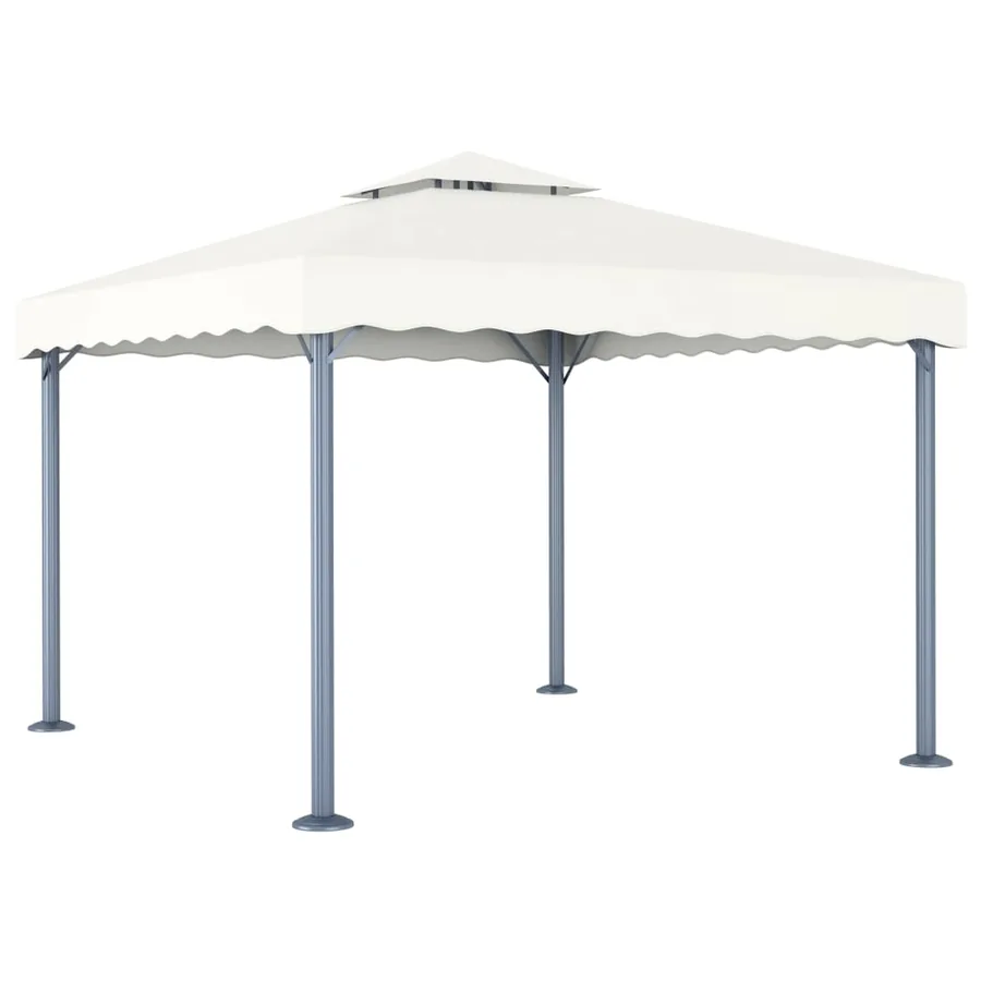 Tonnelle avec guirlande lumineuse LED 300x300cm Crème Aluminium - 3