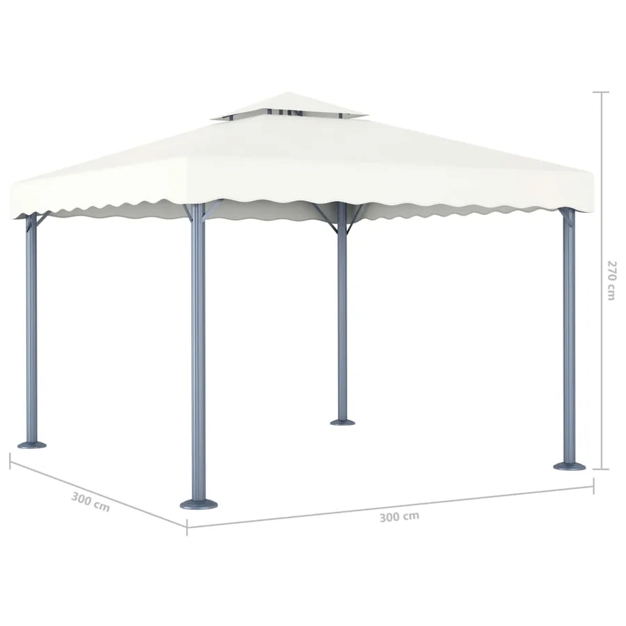 Tonnelle avec guirlande lumineuse LED 300x300cm Crème Aluminium - 8