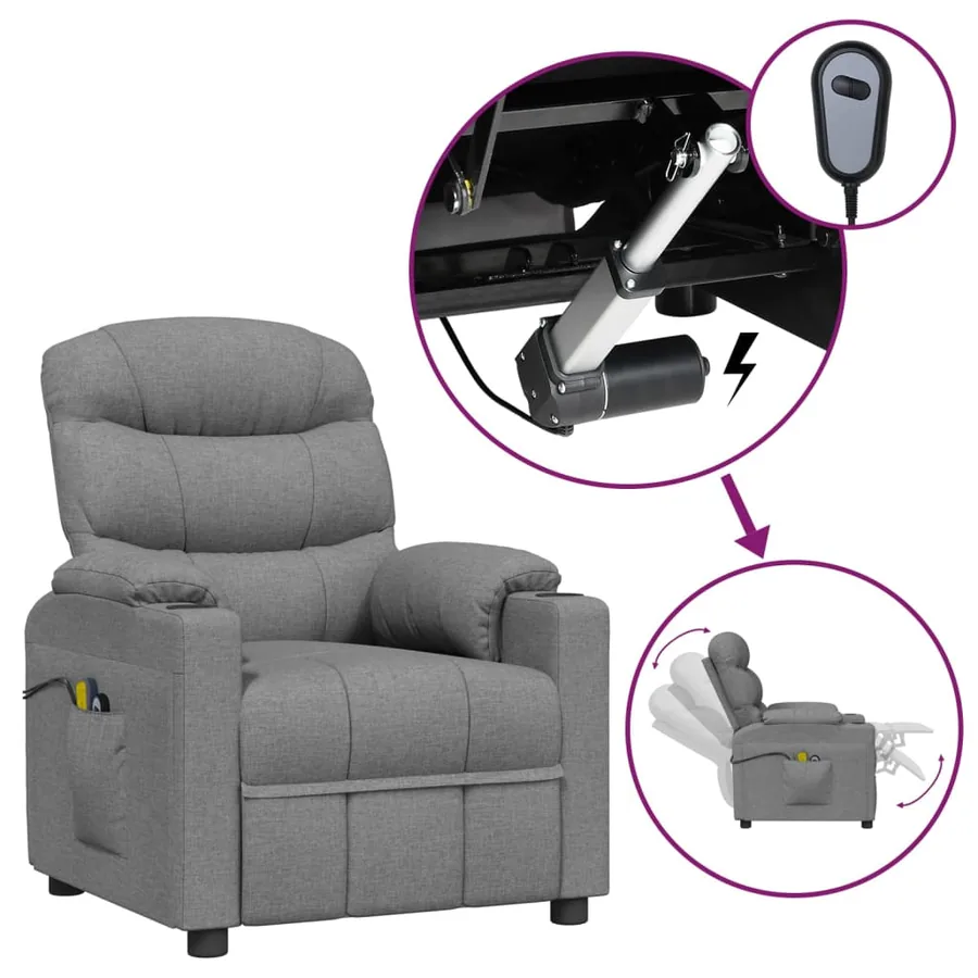 Fauteuil électrique de massage Gris clair Tissu - 2