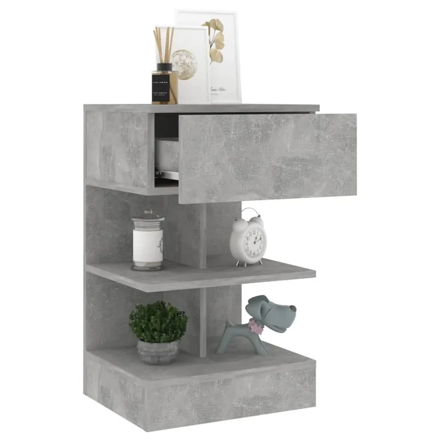 Table de chevet Gris béton 40x35x65 cm Bois d’ingénierie - 6