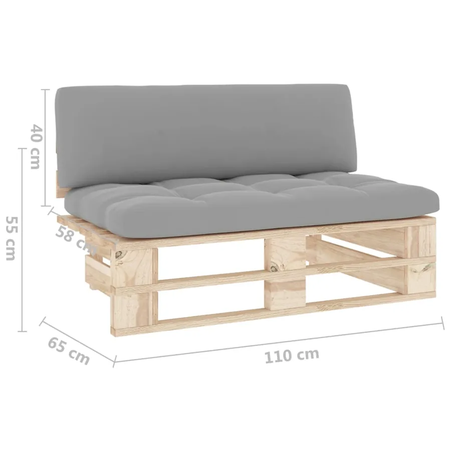 Canapé central palette de jardin bois de pin imprégné - 6