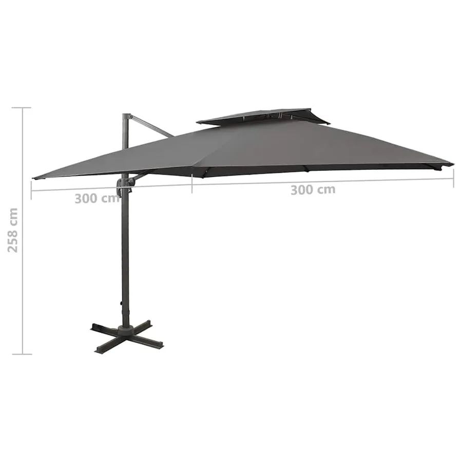 Parasol de jardin en porte-à-faux avec double toit anthracite - 9