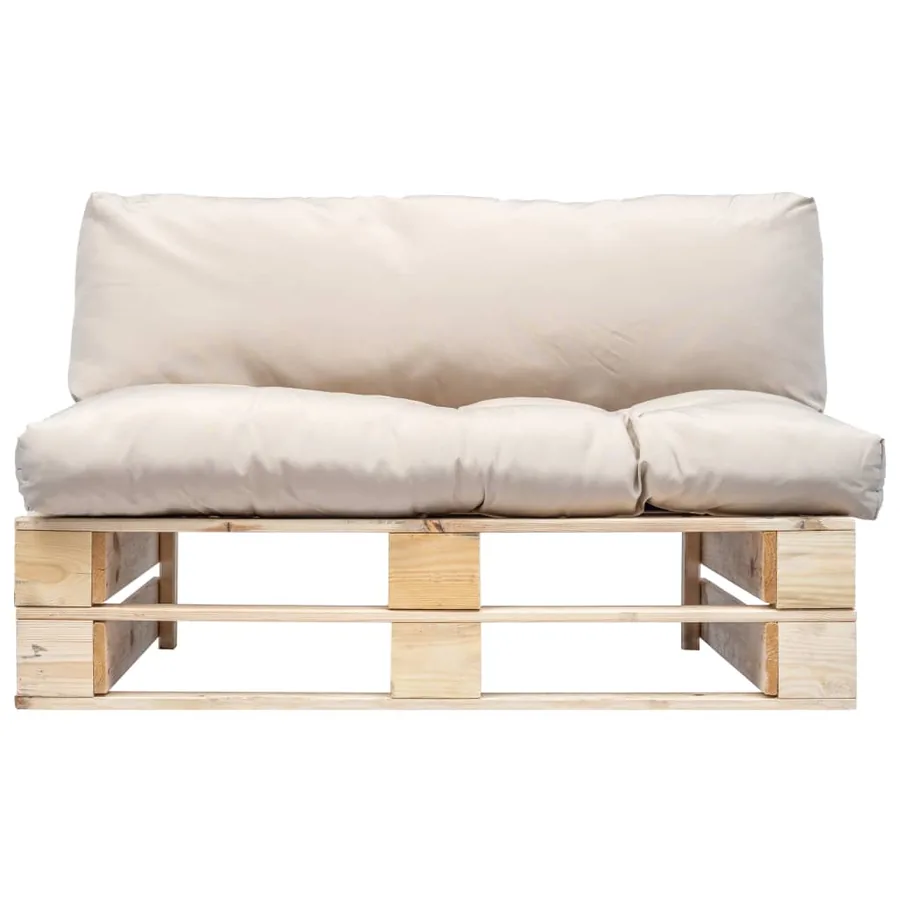 Canapé de jardin palette avec coussins sable Pinède - 2