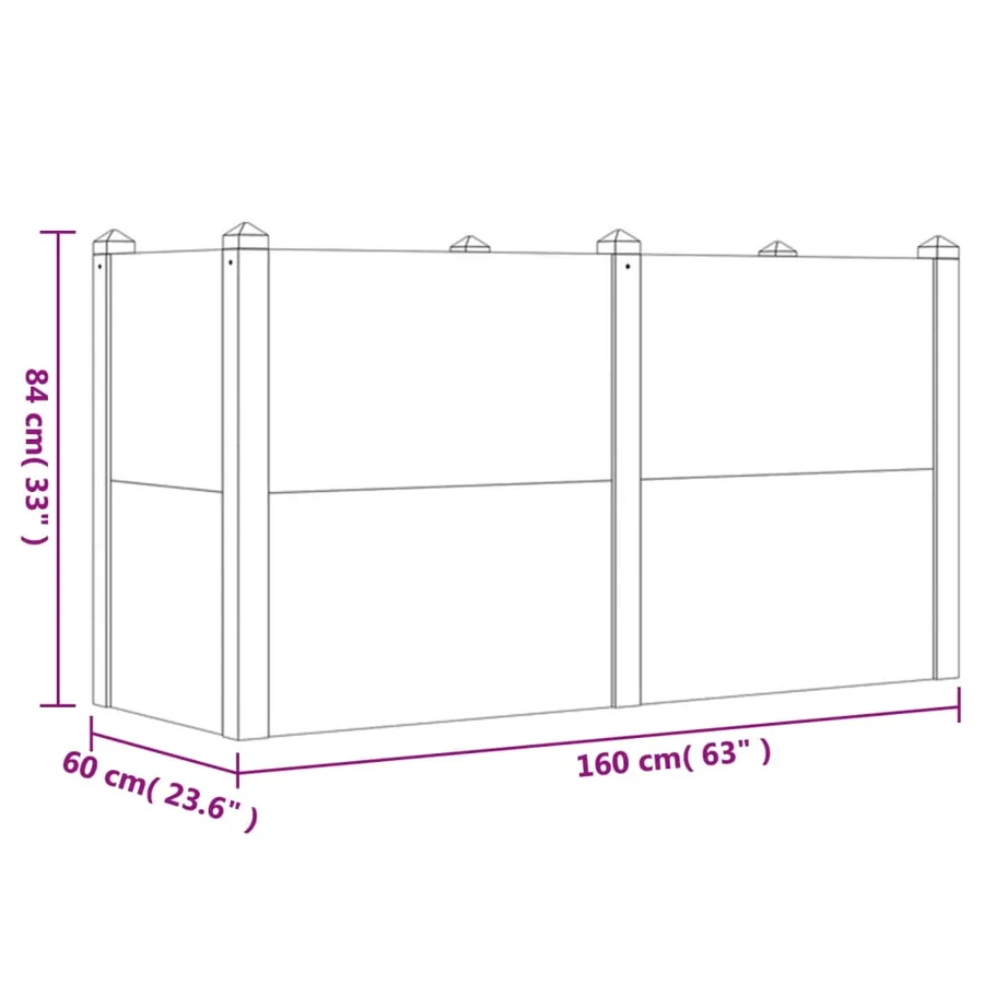 Lit surélevé de jardin 160x60x84 cm bois massif d'acacia - 6