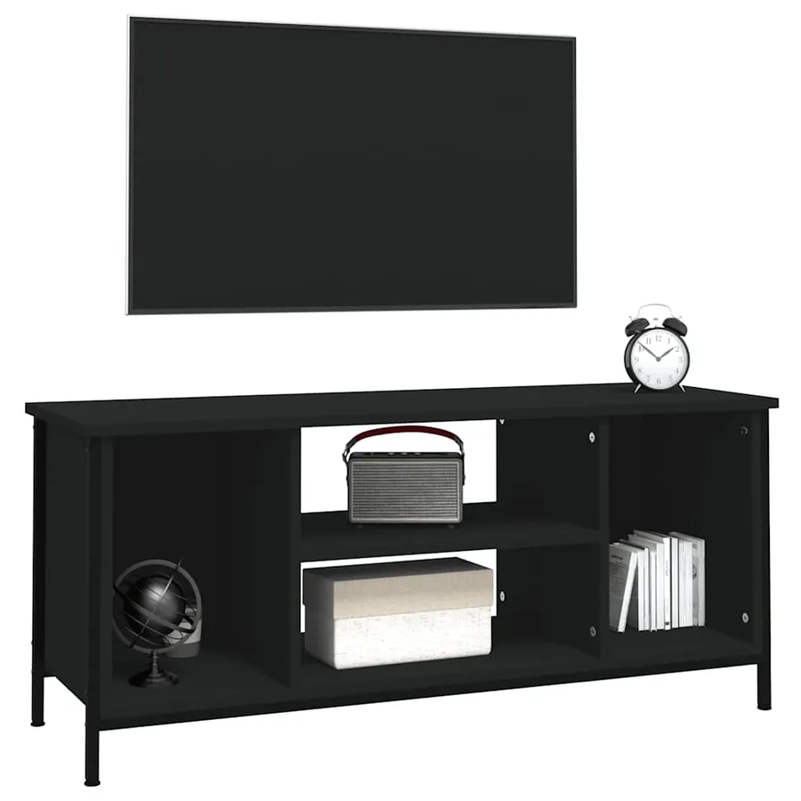 Meuble TV noir 102x35x45 cm bois d'ingénierie - 4