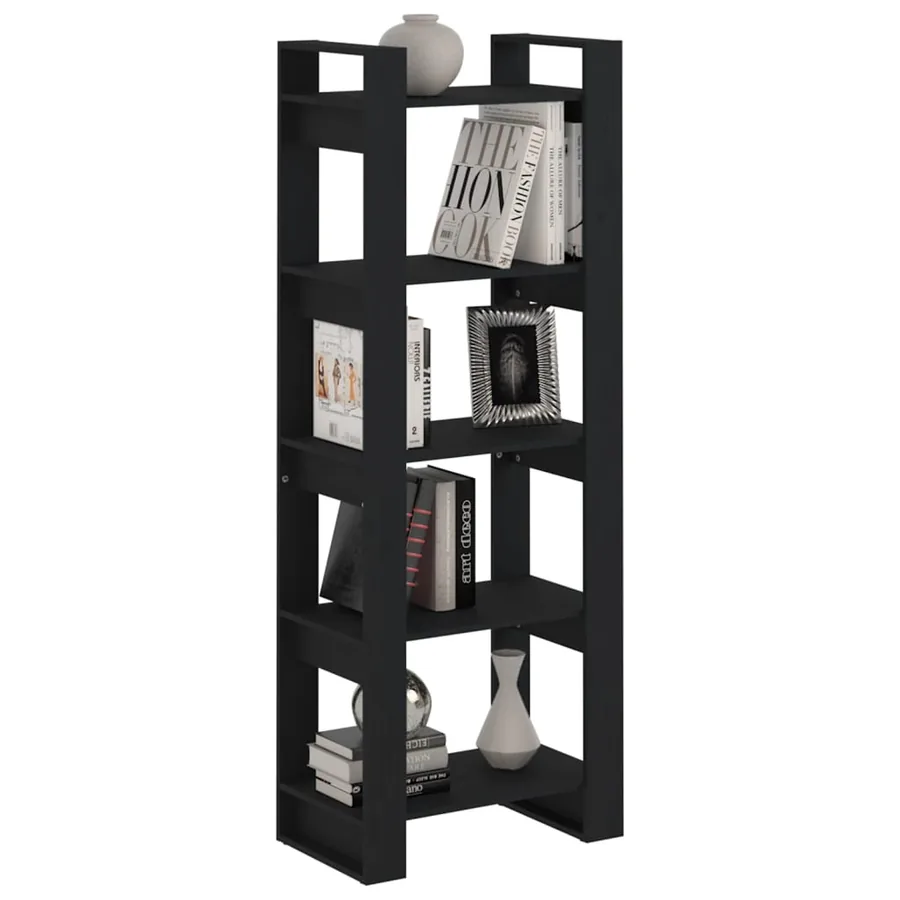 Bibliothèque/Séparateur de pièce Noir 60x35x160 cm Bois massif - 5